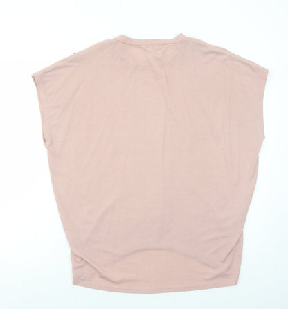 Blue Vanilla Womens Pink Polyester Basic T-Shirt Size M Round Neck