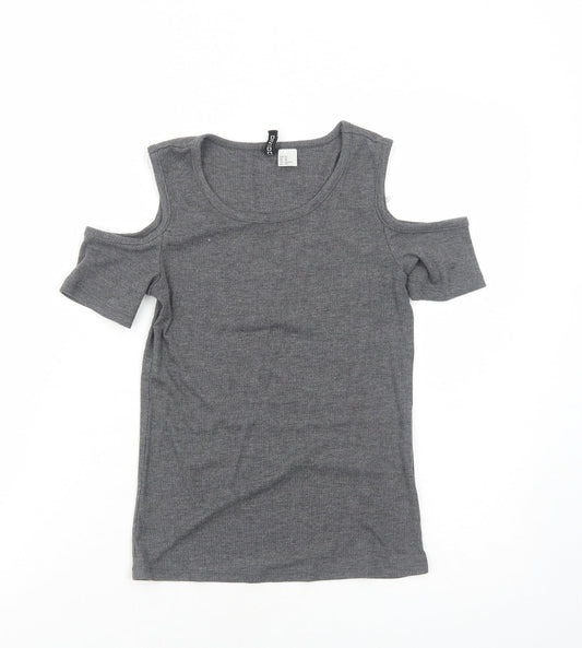 Womens UK Size XS H&M Grey Basic T-Shirt