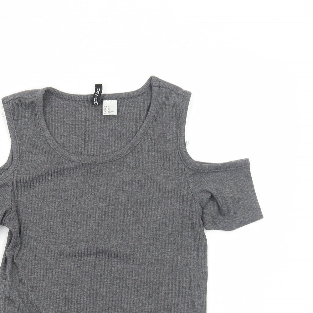 Womens UK Size XS H&M Grey Basic T-Shirt