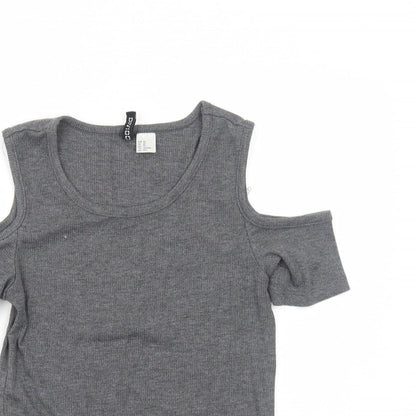 Womens UK Size XS H&M Grey Basic T-Shirt