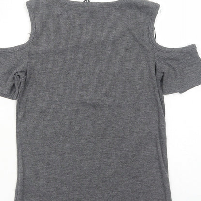 Womens UK Size XS H&M Grey Basic T-Shirt