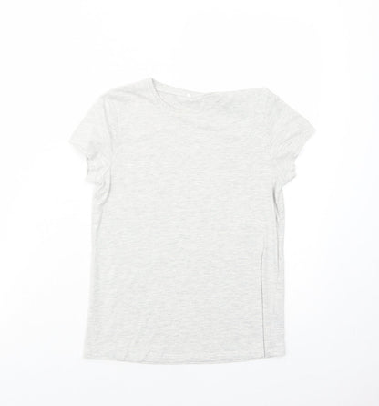 George Girls Grey Cotton Basic T-Shirt Size 10-11 Years Round Neck Pullover