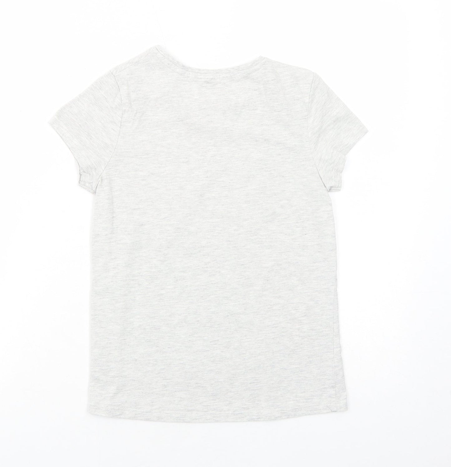 George Girls Grey Cotton Basic T-Shirt Size 10-11 Years Round Neck Pullover