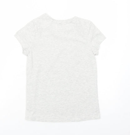 George Girls Grey Cotton Basic T-Shirt Size 10-11 Years Round Neck Pullover