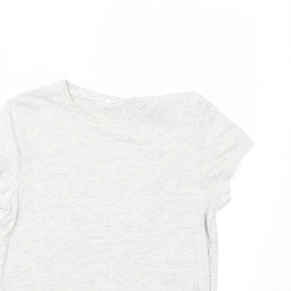 George Girls Grey Cotton Basic T-Shirt Size 10-11 Years Round Neck Pullover