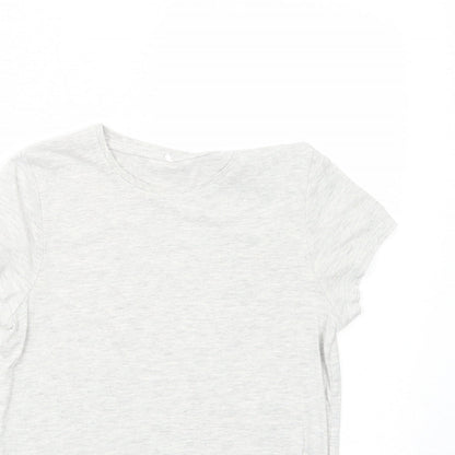 George Girls Grey Cotton Basic T-Shirt Size 10-11 Years Round Neck Pullover