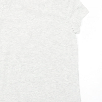 George Girls Grey Cotton Basic T-Shirt Size 10-11 Years Round Neck Pullover