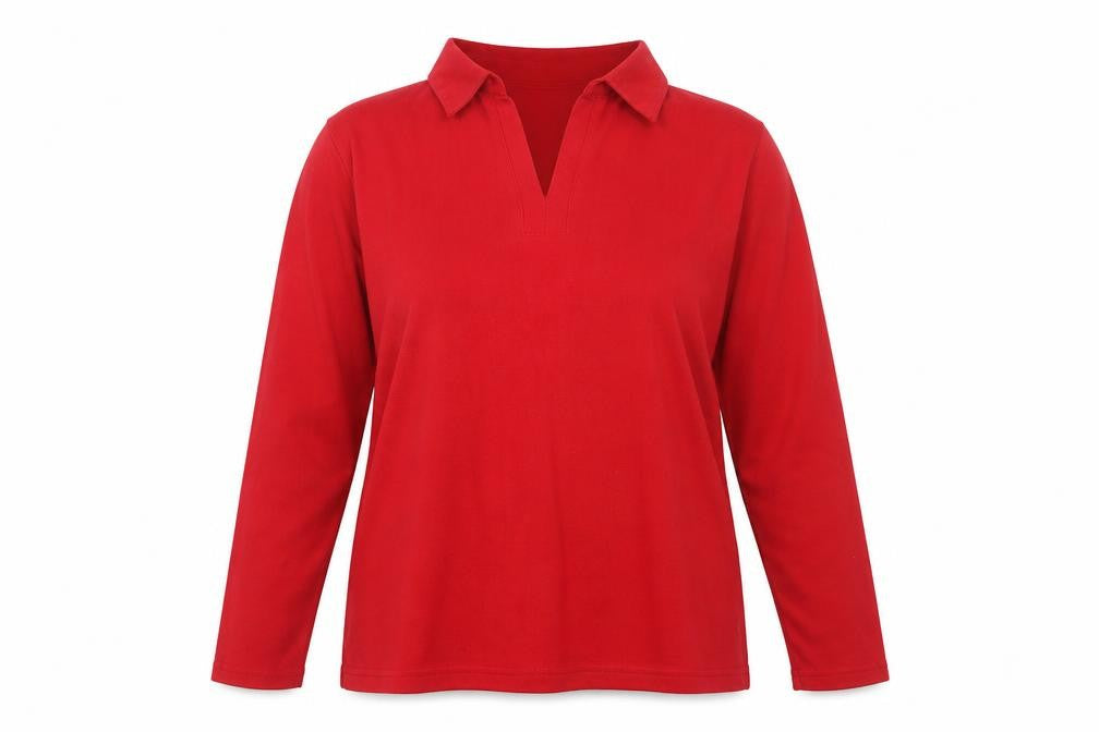 Bonmarché Womens Red Polyester Basic Polo Size XL Collared