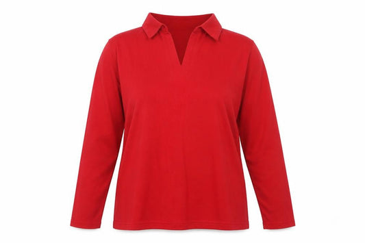 Bonmarché Womens Red Polyester Basic Polo Size XL Collared