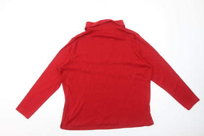 Bonmarché Womens Red Polyester Basic Polo Size XL Collared