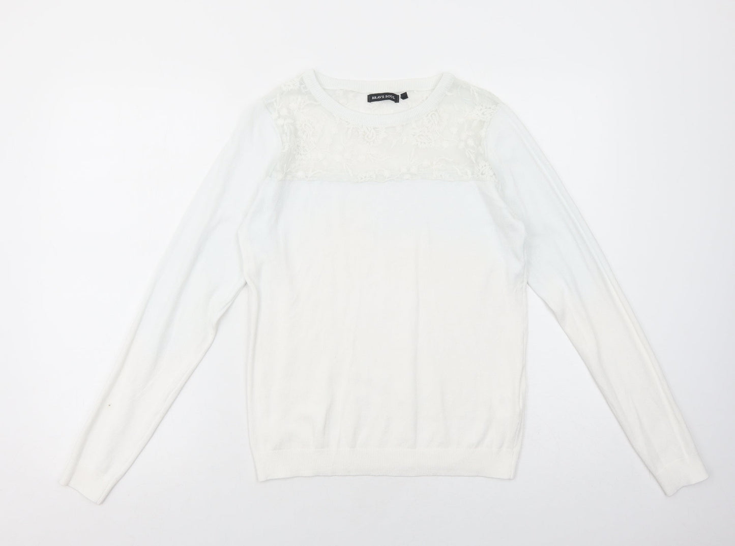 Womens UK Size 14 Brave Soul White Pullover Jumper