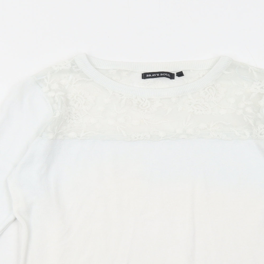 Womens UK Size 14 Brave Soul White Pullover Jumper