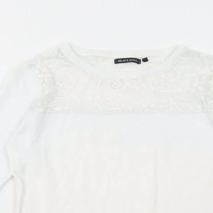Womens UK Size 14 Brave Soul White Pullover Jumper