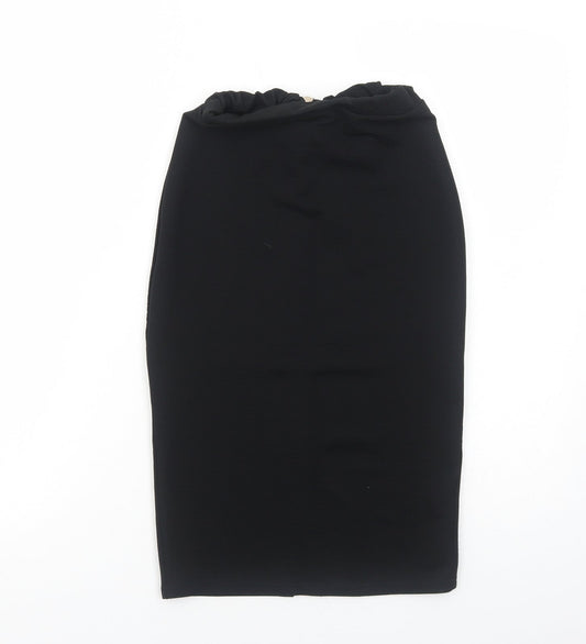 Miss Selfridge Womens Black Polyester Straight & Pencil Skirt Size 6 Zip