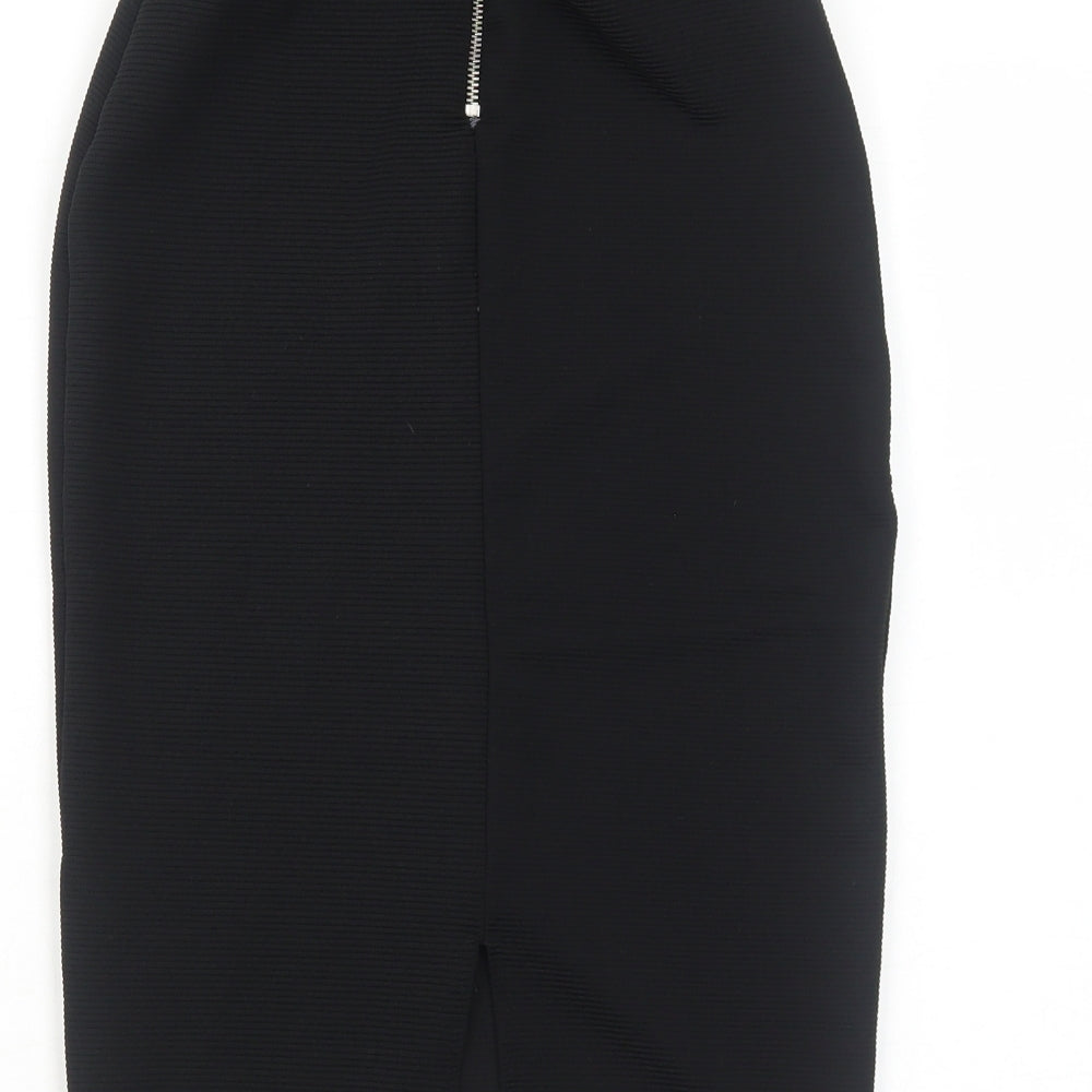 Miss Selfridge Womens Black Polyester Straight & Pencil Skirt Size 6 Zip
