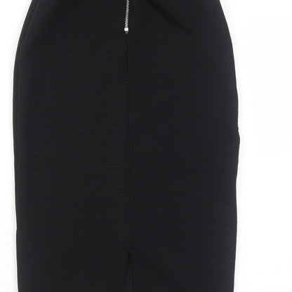 Miss Selfridge Womens Black Polyester Straight & Pencil Skirt Size 6 Zip
