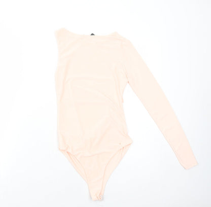 PRETTYLITTLETHING Womens Pink Polyester Bodysuit One-Piece Size 6 Snap - Cut Out