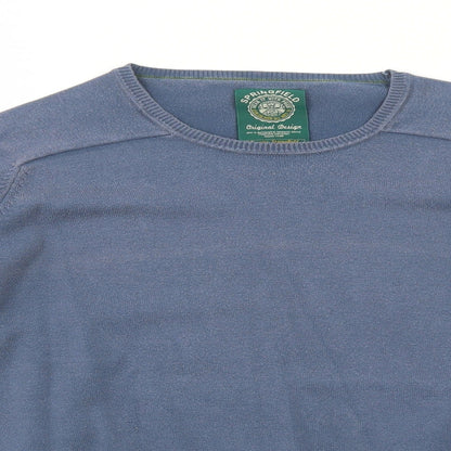 Springfield Mens Blue Round Neck Cotton Pullover Jumper Size M Long Sleeve