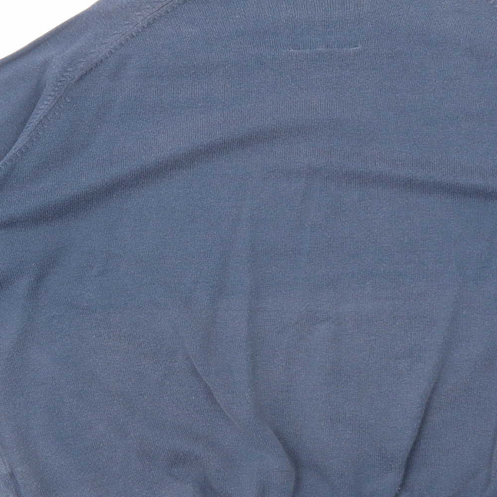 Springfield Mens Blue Round Neck Cotton Pullover Jumper Size M Long Sleeve