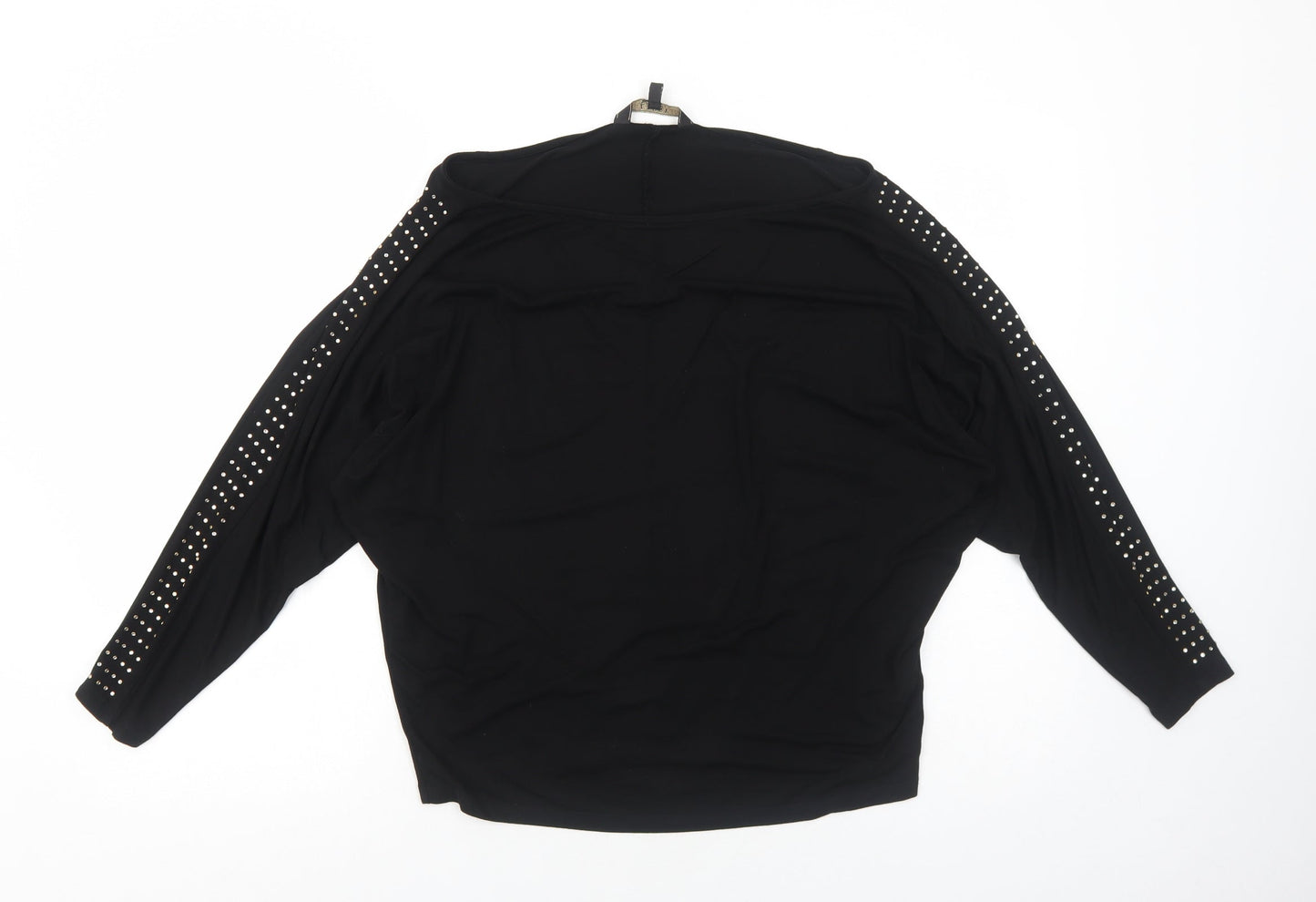 Lipsy Womens Black Viscose Basic Blouse Size 10 Round Neck