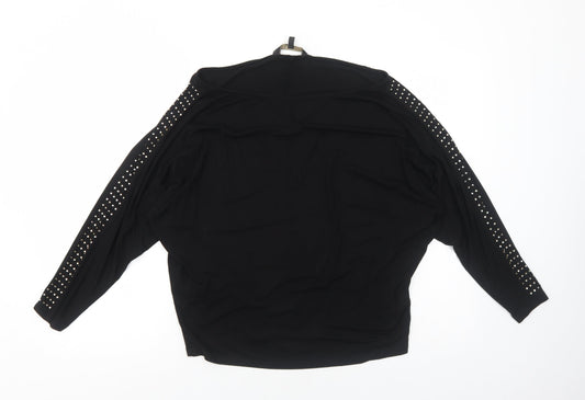 Lipsy Womens Black Viscose Basic Blouse Size 10 Round Neck