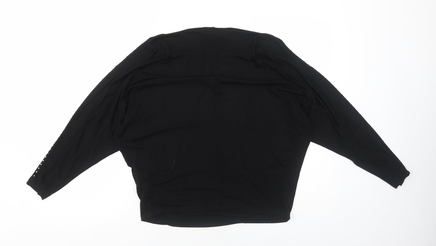 Lipsy Womens Black Viscose Basic Blouse Size 10 Round Neck