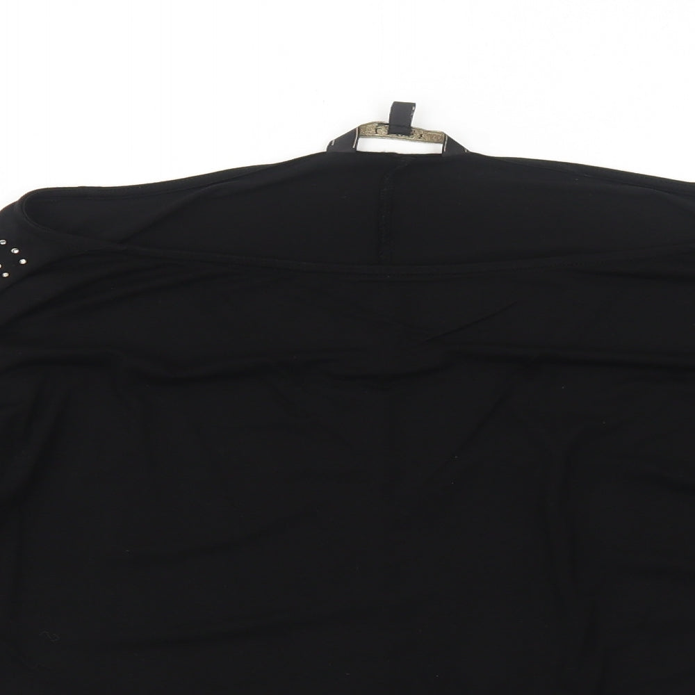 Lipsy Womens Black Viscose Basic Blouse Size 10 Round Neck