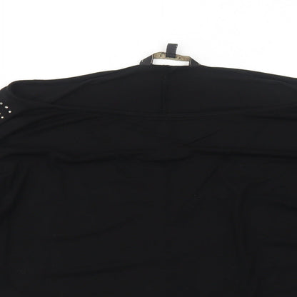 Lipsy Womens Black Viscose Basic Blouse Size 10 Round Neck