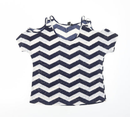 Womens UK Size 8 Izabel London Blue Basic T-Shirt