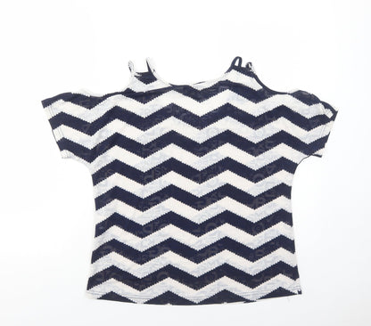 Womens UK Size 8 Izabel London Blue Basic T-Shirt