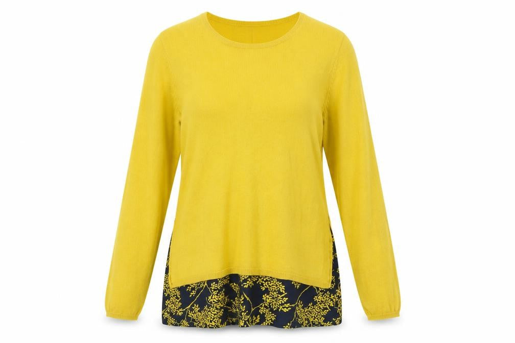Dash Womens Yellow Scoop Neck Polyester Pullover Jumper Size 12