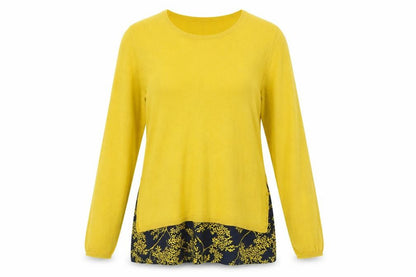 Dash Womens Yellow Scoop Neck Polyester Pullover Jumper Size 12