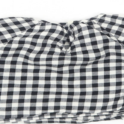 Gap Girls Black Check Cotton Basic Blouse Size 2 Years Round Neck Button