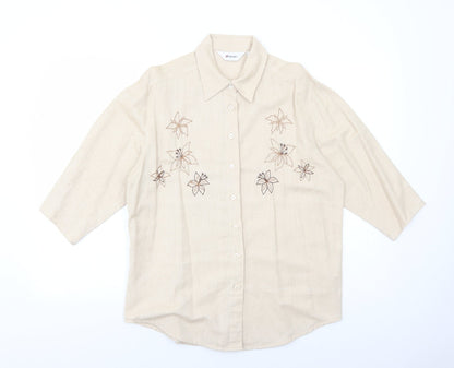 Womens UK Size 12 Damart Beige Basic Button-Up
