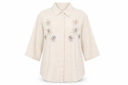 Womens UK Size 12 Damart Beige Basic Button-Up