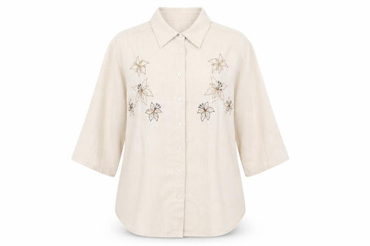 Womens UK Size 12 Damart Beige Basic Button-Up