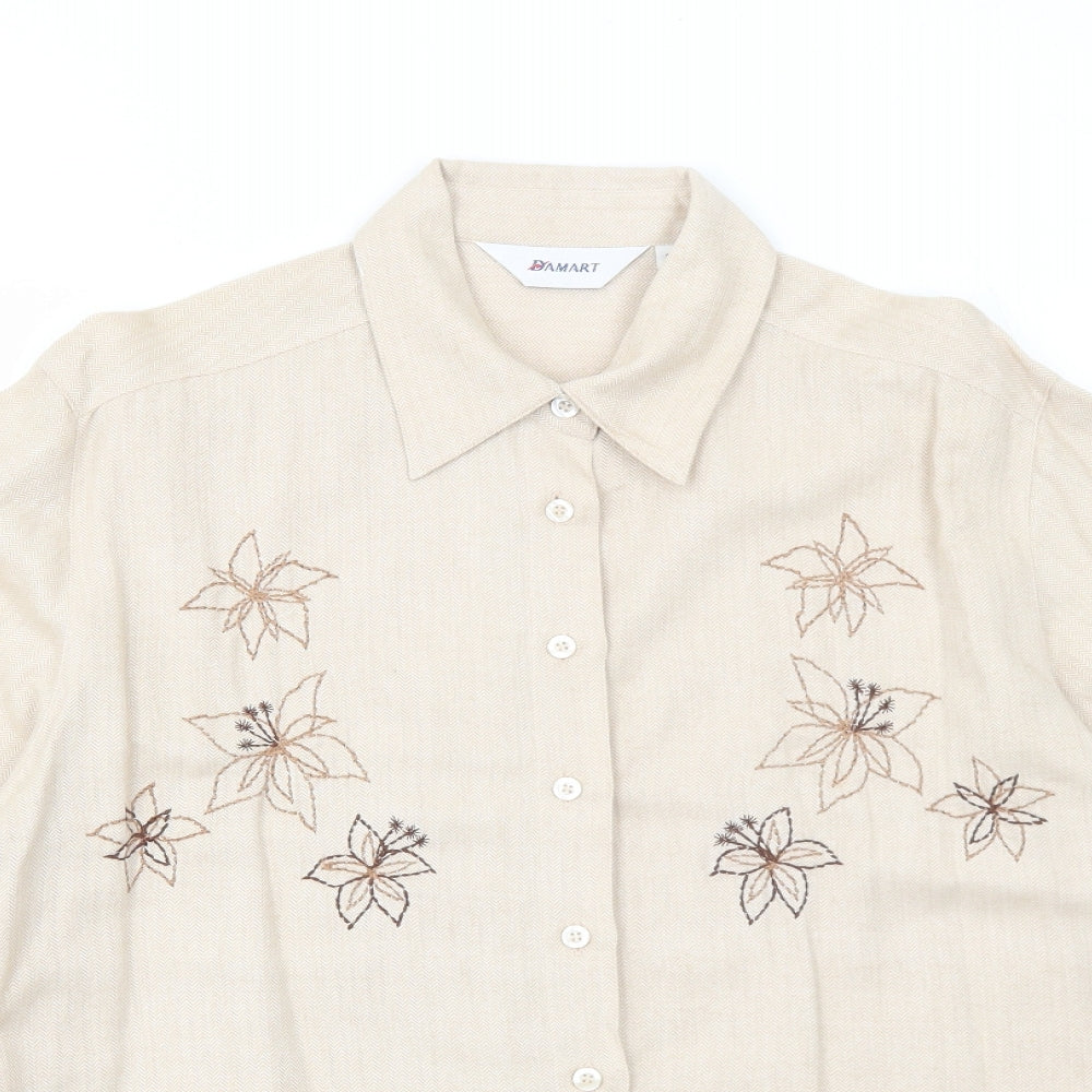 Womens UK Size 12 Damart Beige Basic Button-Up