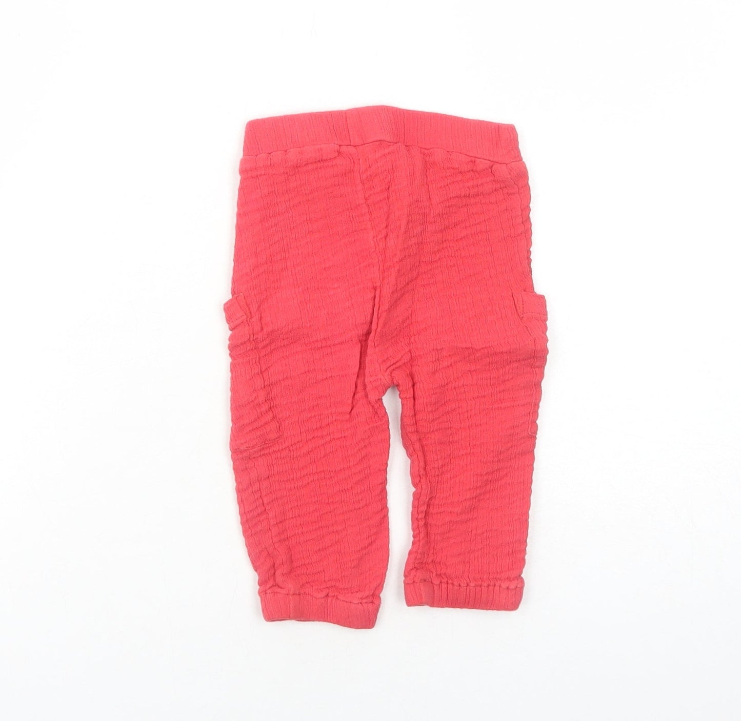 Nutmeg Baby Red Cotton Cargo Trousers Size 6-9 Months Drawstring
