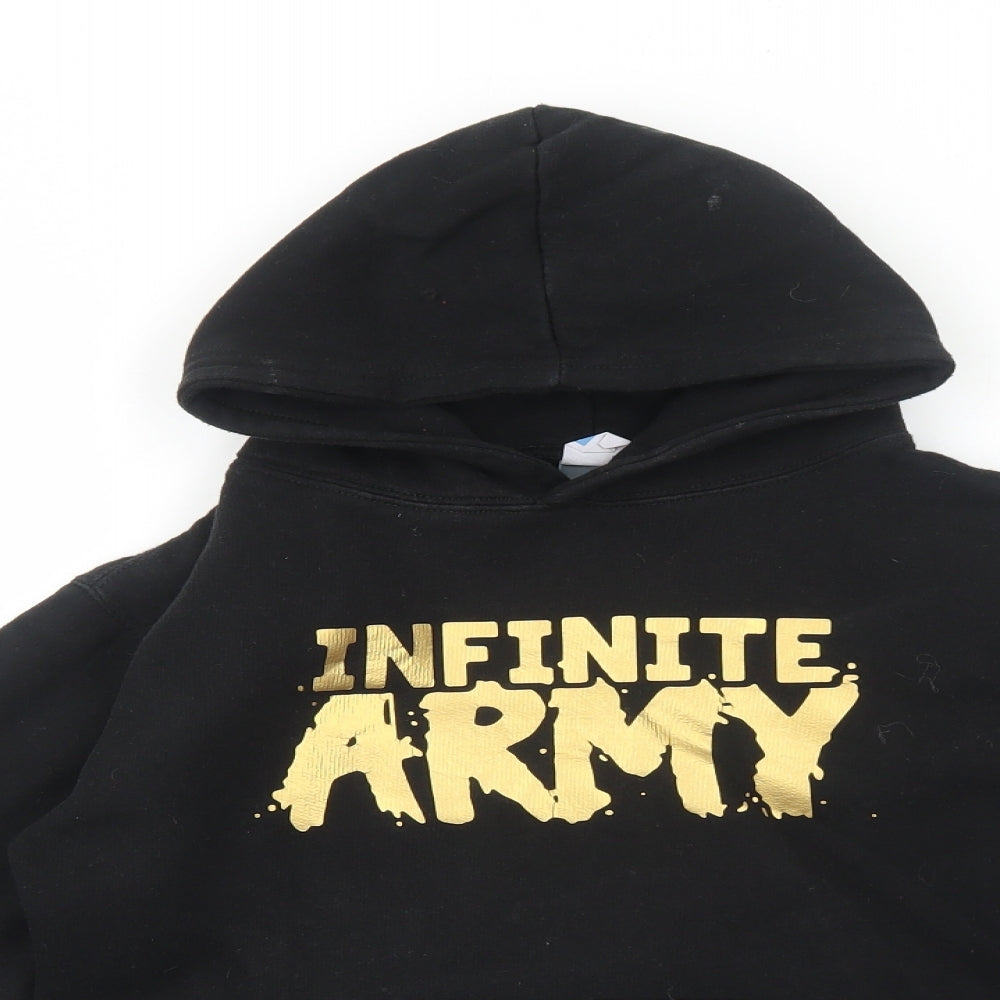 Famona Boys Black Cotton Pullover Hoodie Size 7-8 Years Pullover - Infinite Army