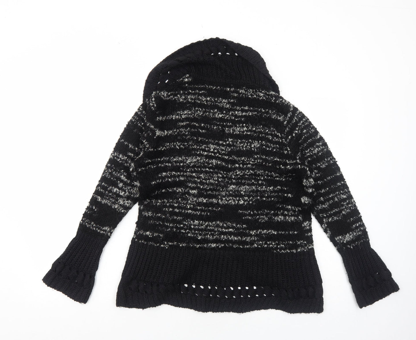 Joella Di Marco Womens Black Collared Acrylic Cardigan Jumper Size S