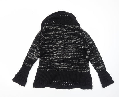 Joella Di Marco Womens Black Collared Acrylic Cardigan Jumper Size S