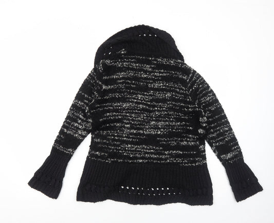 Joella Di Marco Womens Black Collared Acrylic Cardigan Jumper Size S