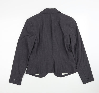 H&M Womens Grey Polyester Jacket Blazer Size 12