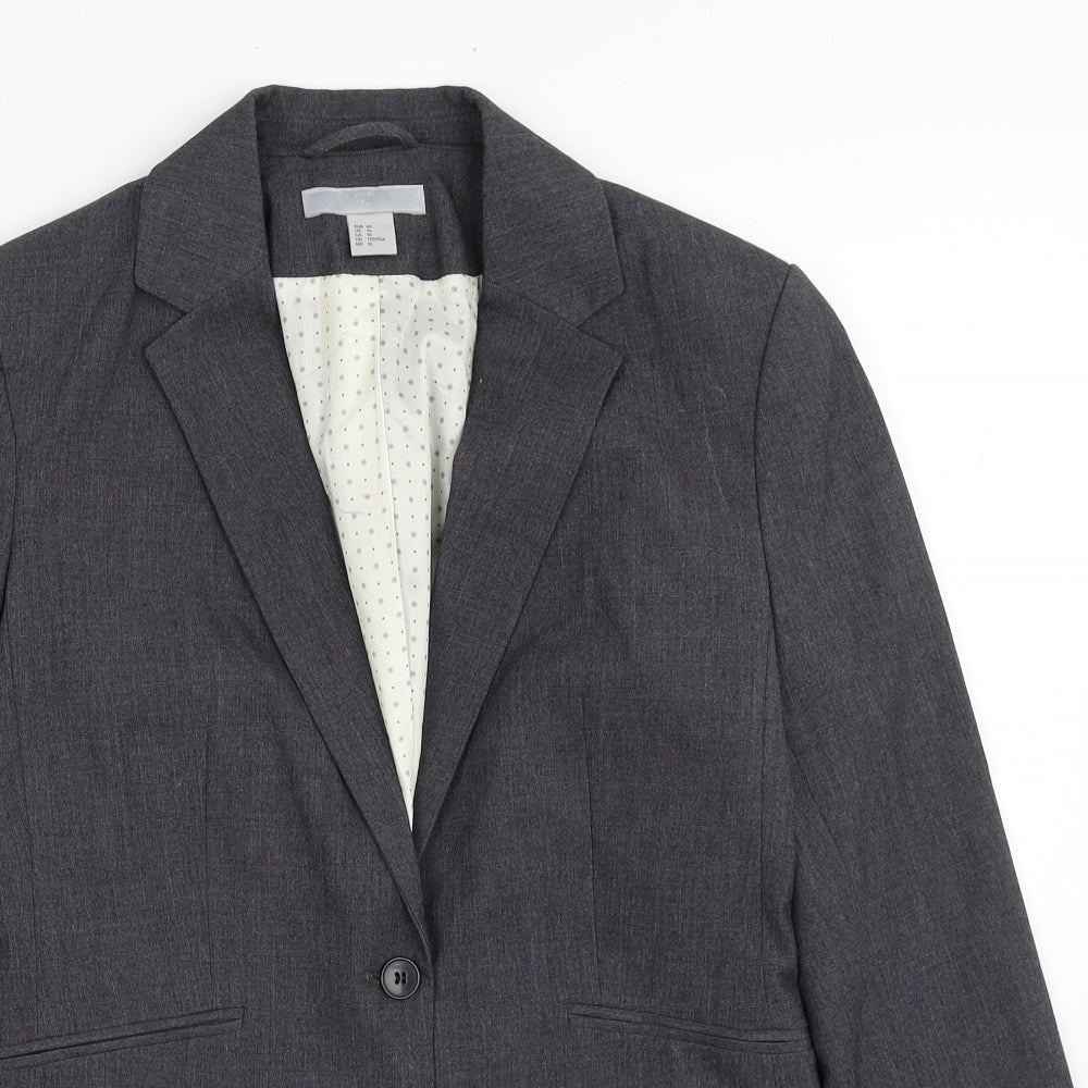 H&M Womens Grey Polyester Jacket Blazer Size 12