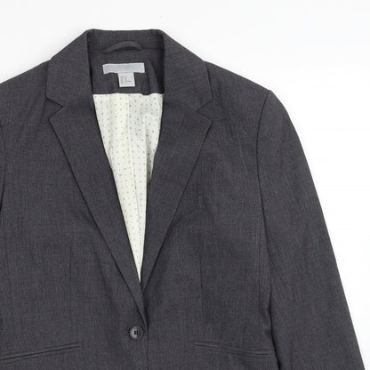 H&M Womens Grey Polyester Jacket Blazer Size 12