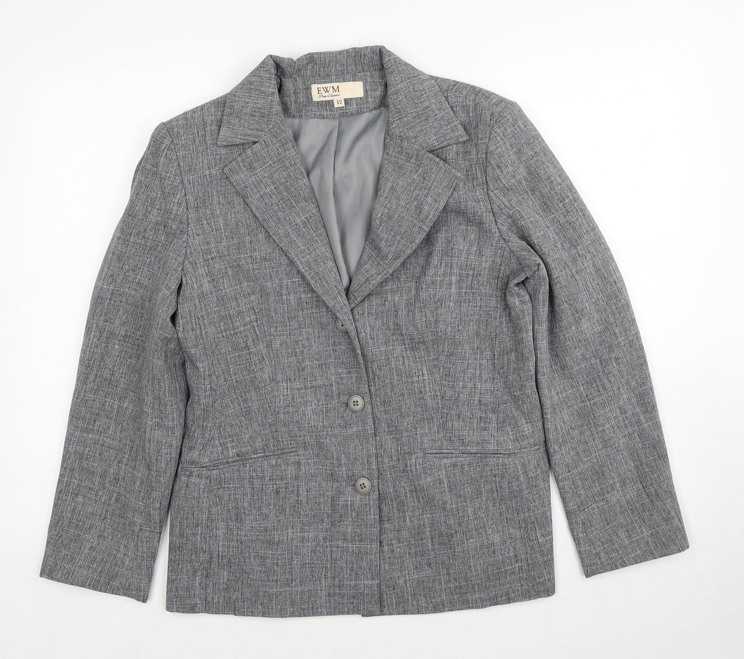 EWM Womens Grey Polyester Jacket Suit Jacket Size 12