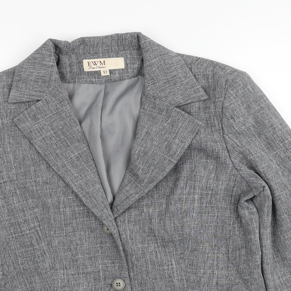EWM Womens Grey Polyester Jacket Suit Jacket Size 12