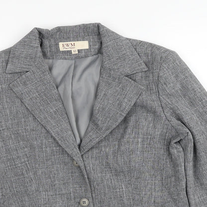 EWM Womens Grey Polyester Jacket Suit Jacket Size 12