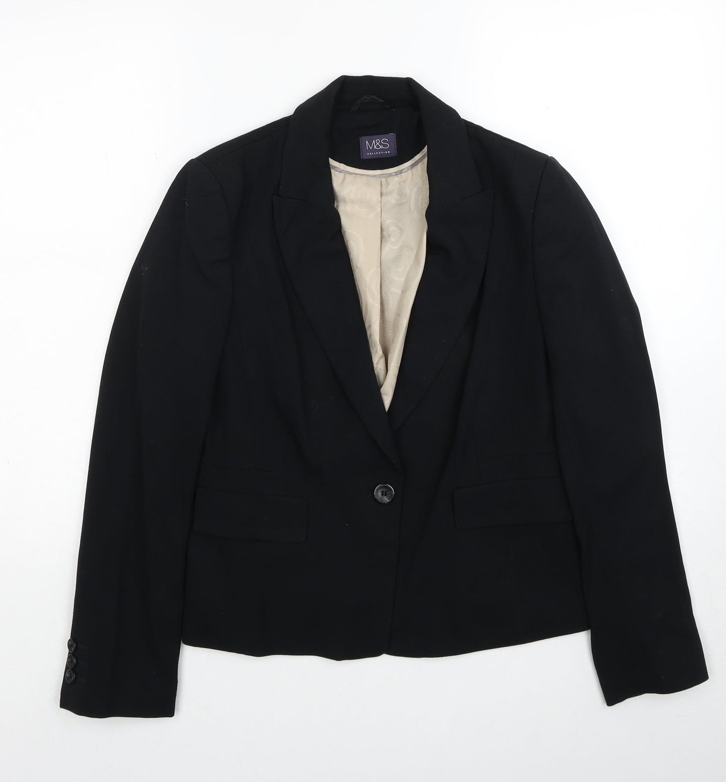 Marks and Spencer Womens Black Polyester Jacket Blazer Size 12