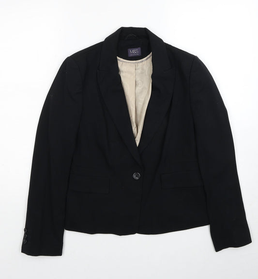 Marks and Spencer Womens Black Polyester Jacket Blazer Size 12